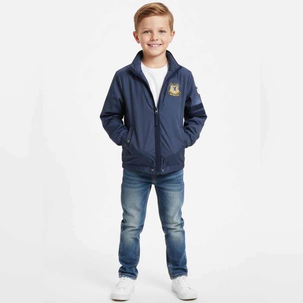 𝅺Tommy Hilfiger Boy Size 8-10 Navy Blue Lightweight Shell Spring Fall Jacket